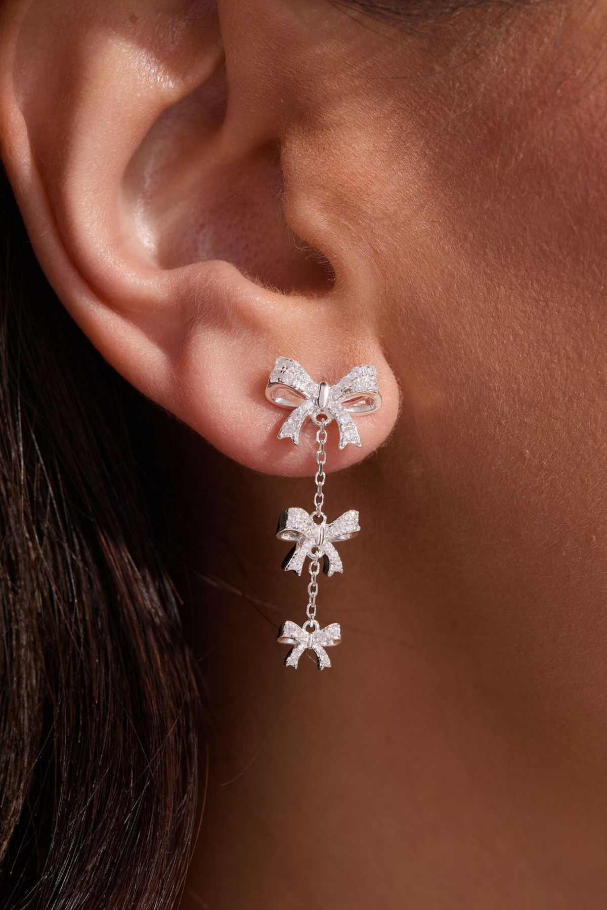 Beautiful Bow Silver Drops