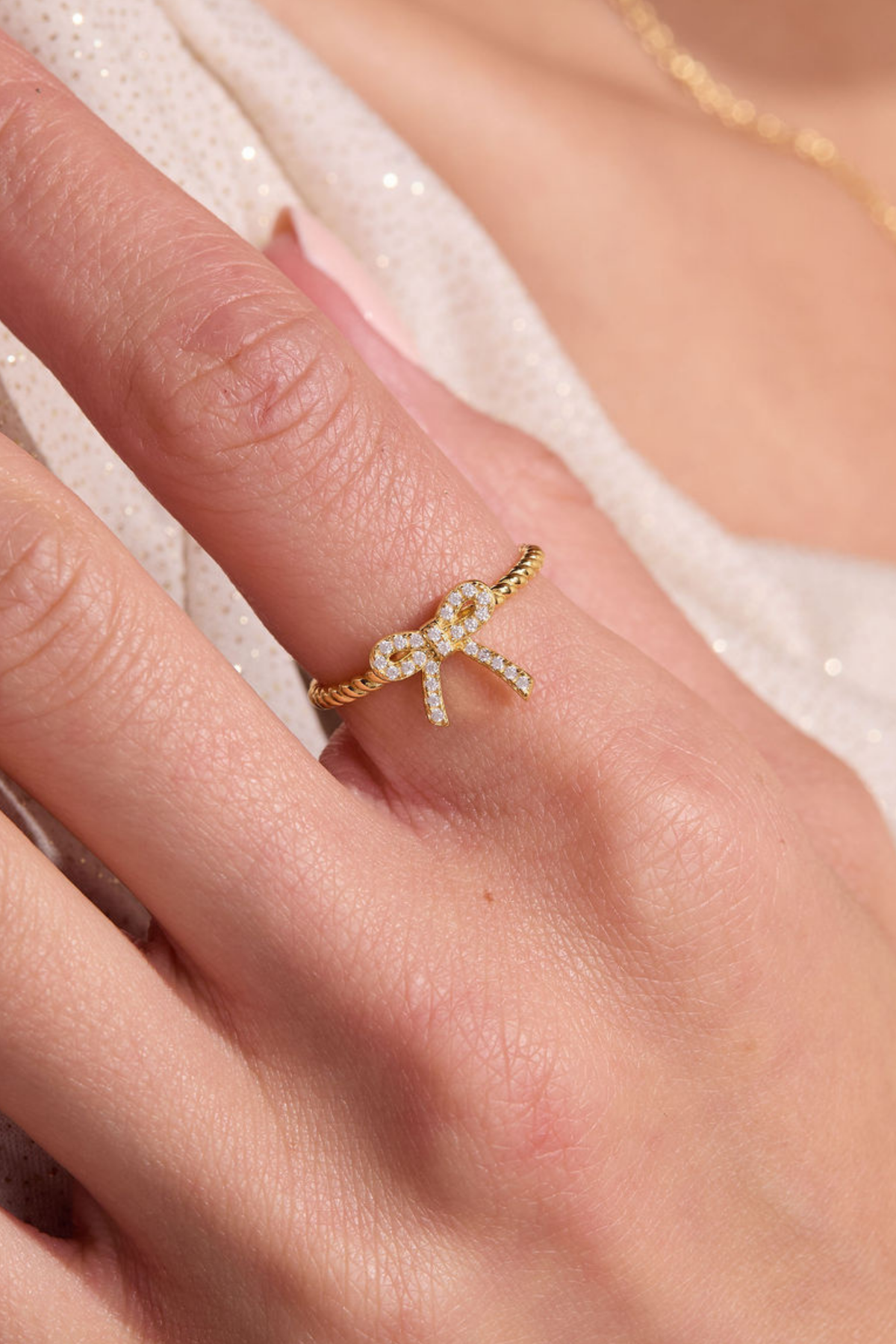 Petite Bow Gold Adjustable Ring