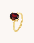 Garnet Oval Gold Adjustable Ring