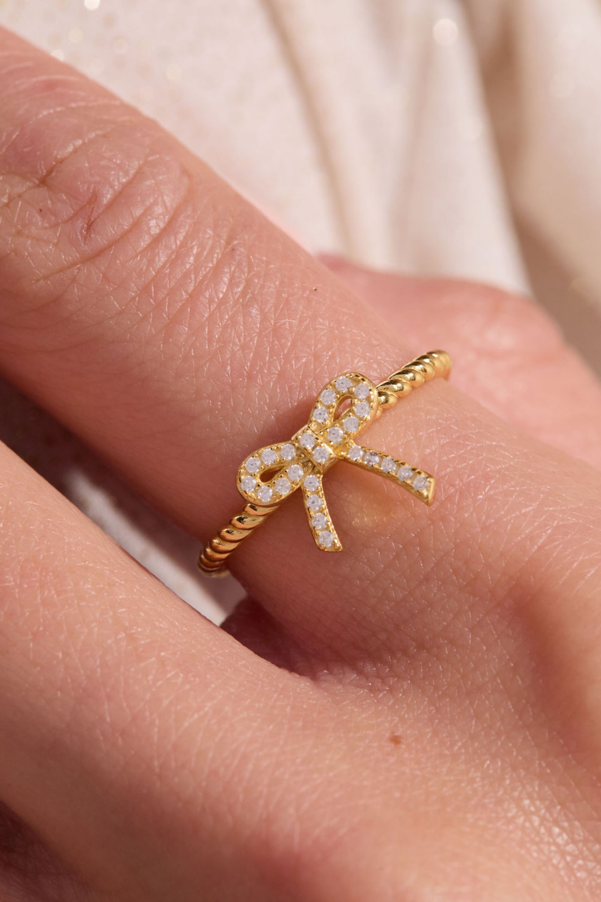 Petite Bow Gold Adjustable Ring