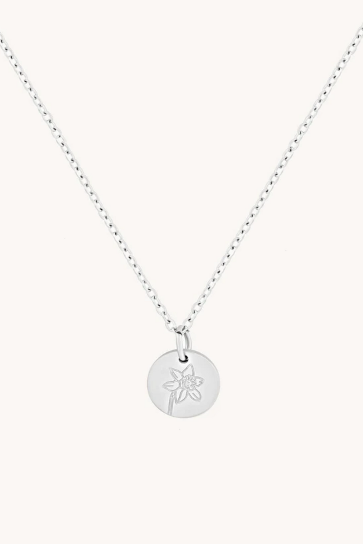 March Daffodils Silver Birthflower Necklace