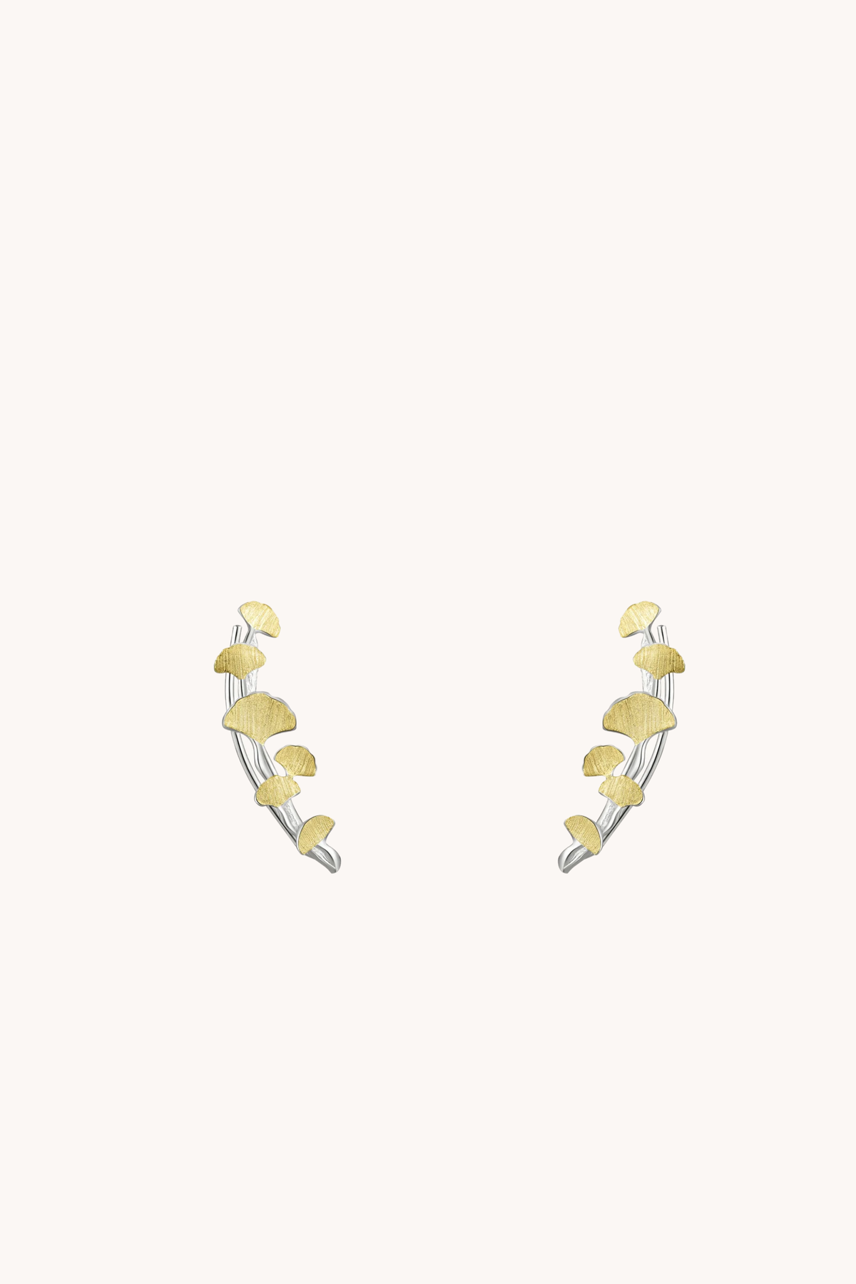 Ginkgo Leaves Gold Stud Earrings