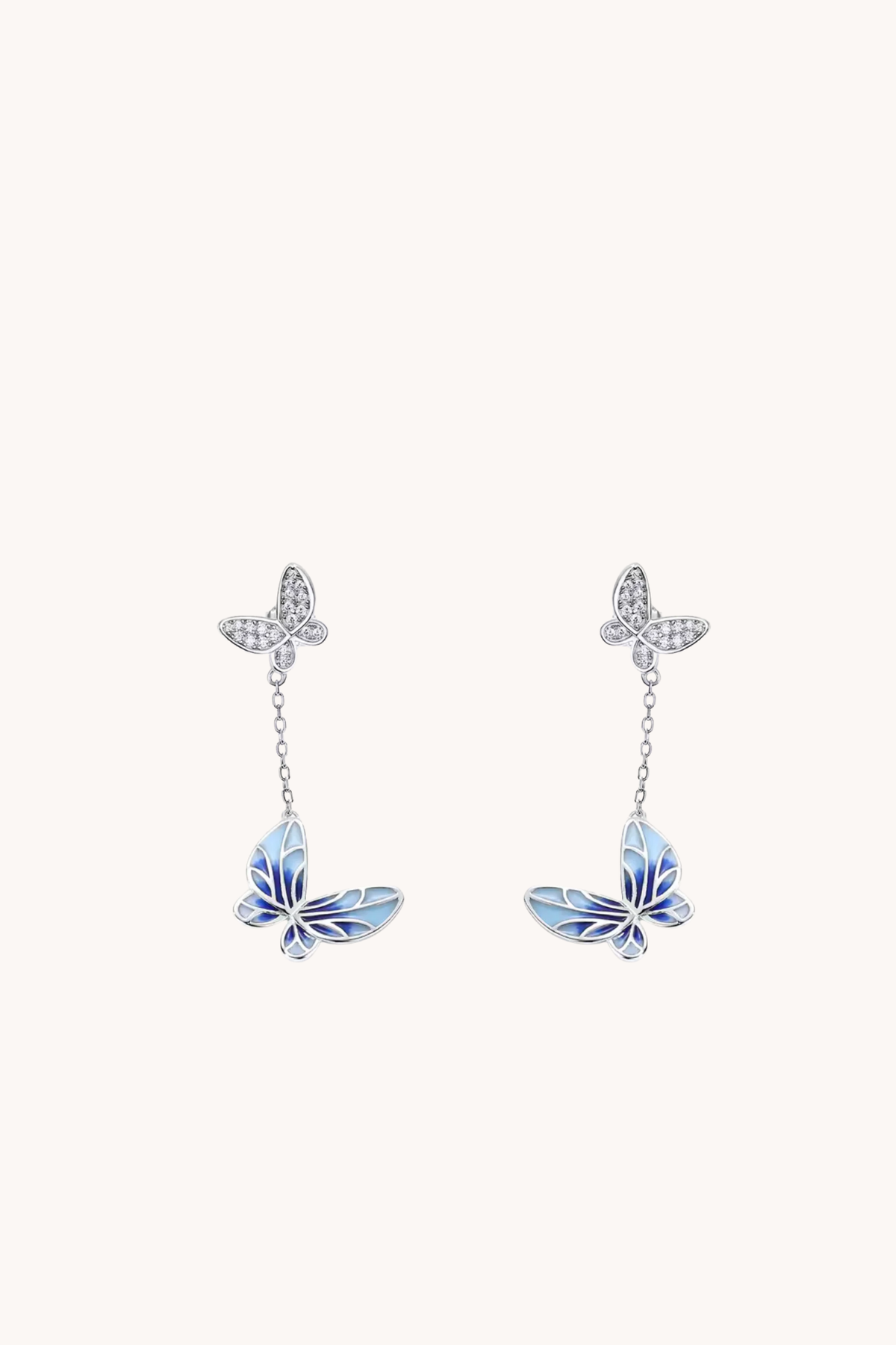 Jolly Violet Butterfly Silver Drop Earrings