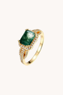Green Moss Agate Square Gold Adjustable Ring