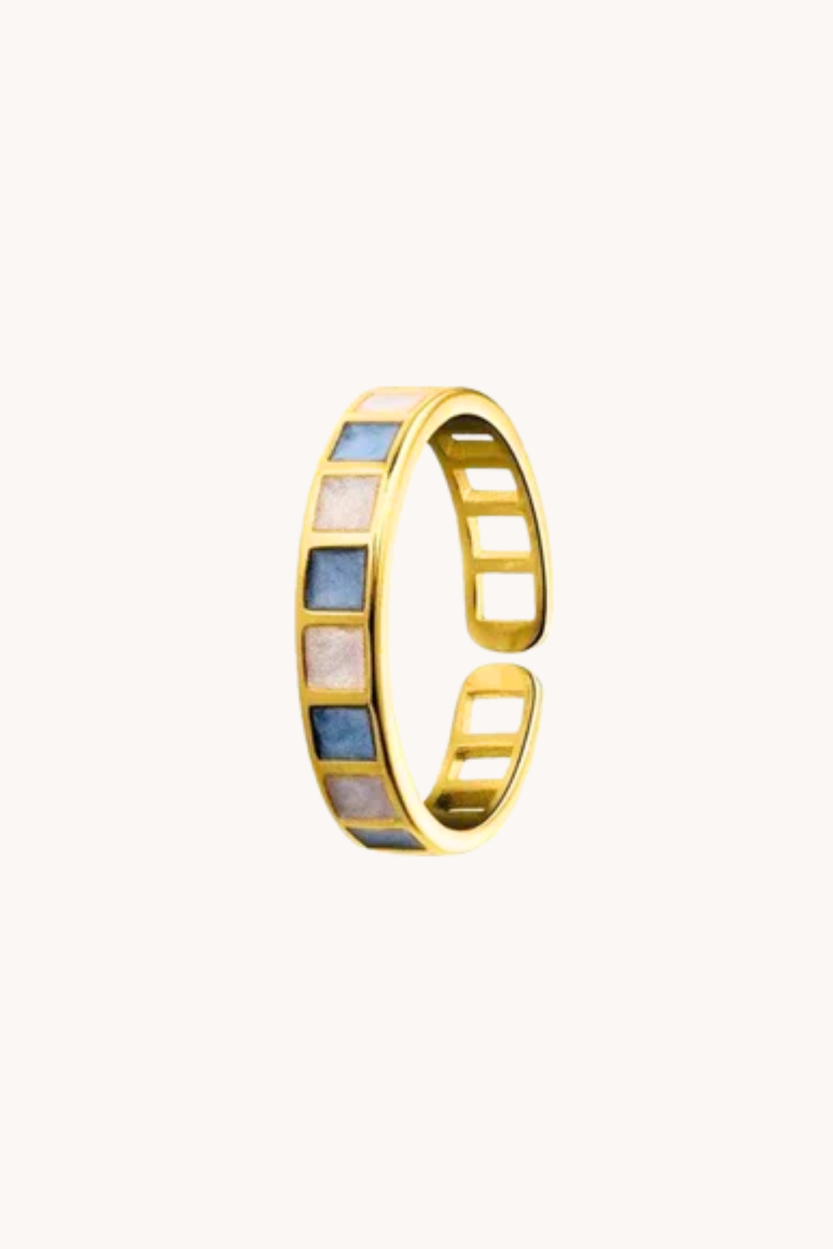 Blue Square Gold Adjustable Ring