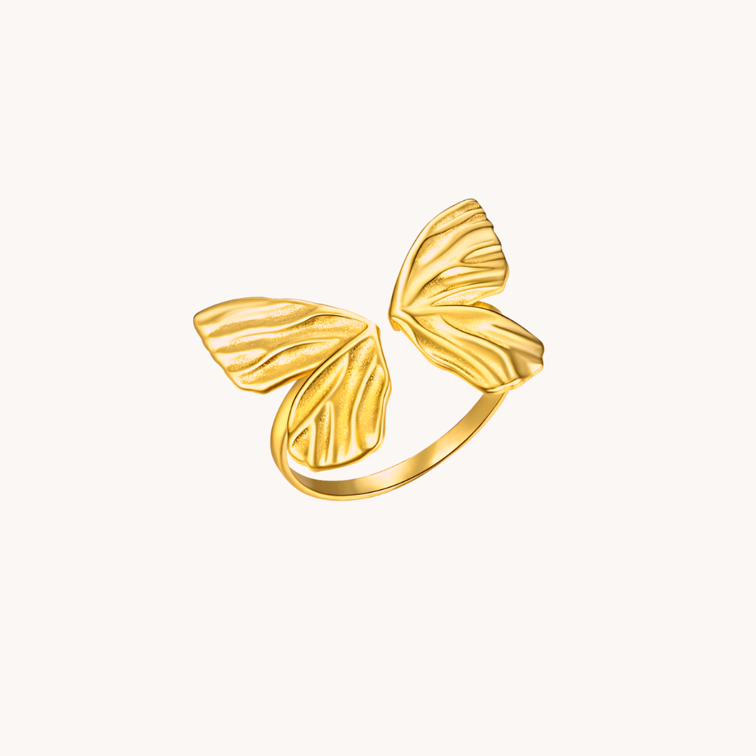 Butterfly Wings Gold Adjustable Ring