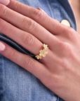 Cherry Blossom Gold Adjustable Ring