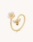 Honeybee Flower Adjustable Ring