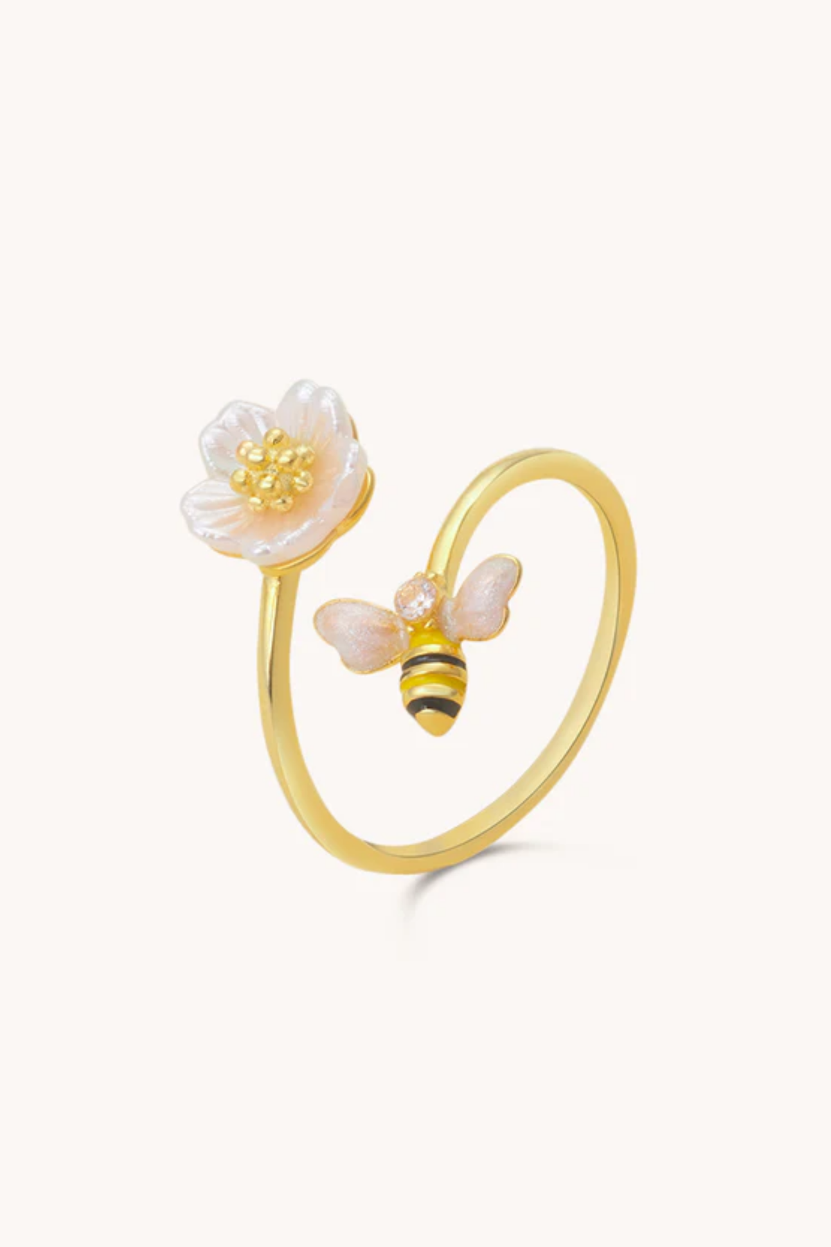Honeybee Flower Adjustable Ring