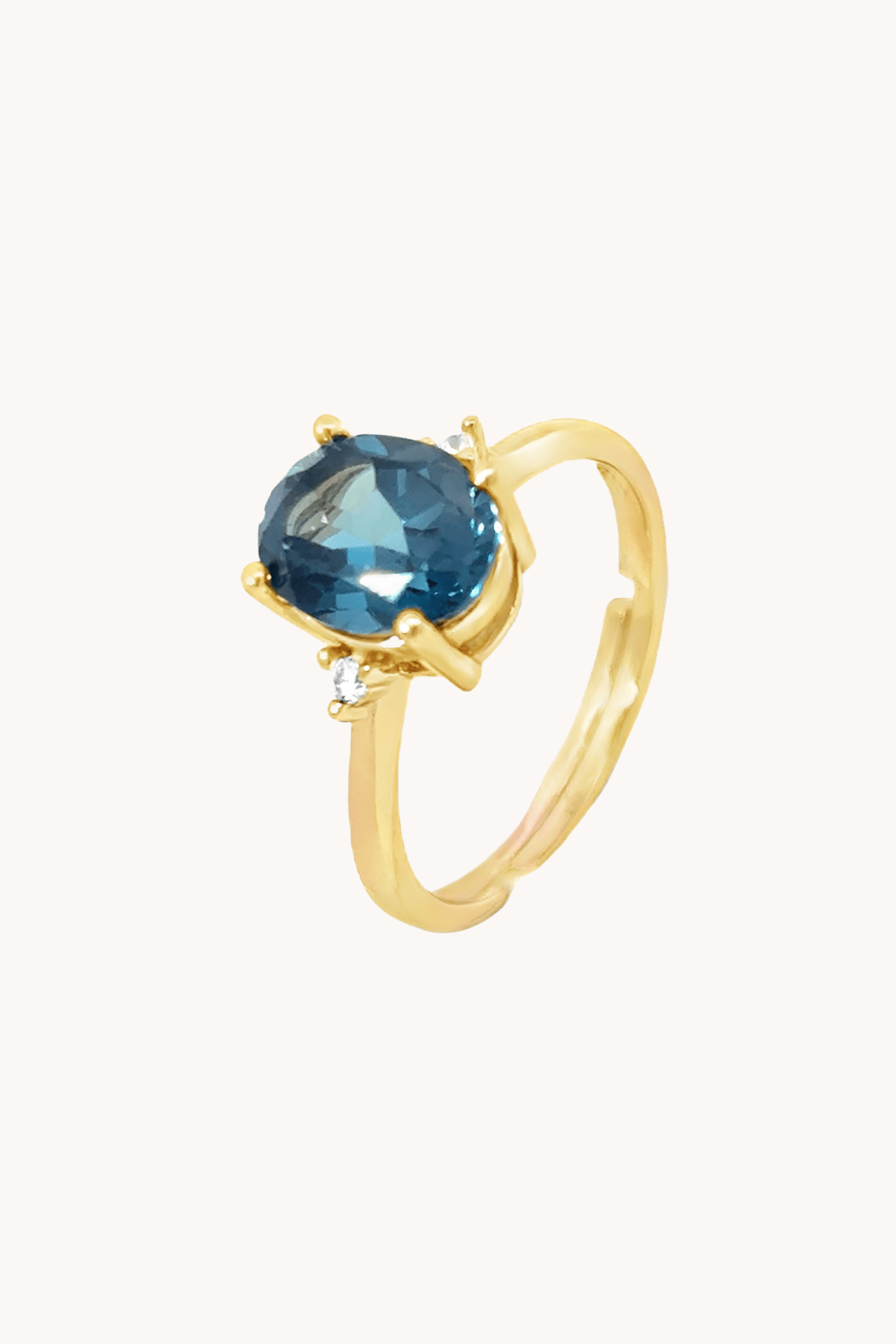 London Blue Topaz Oval Gold Adjustable Ring