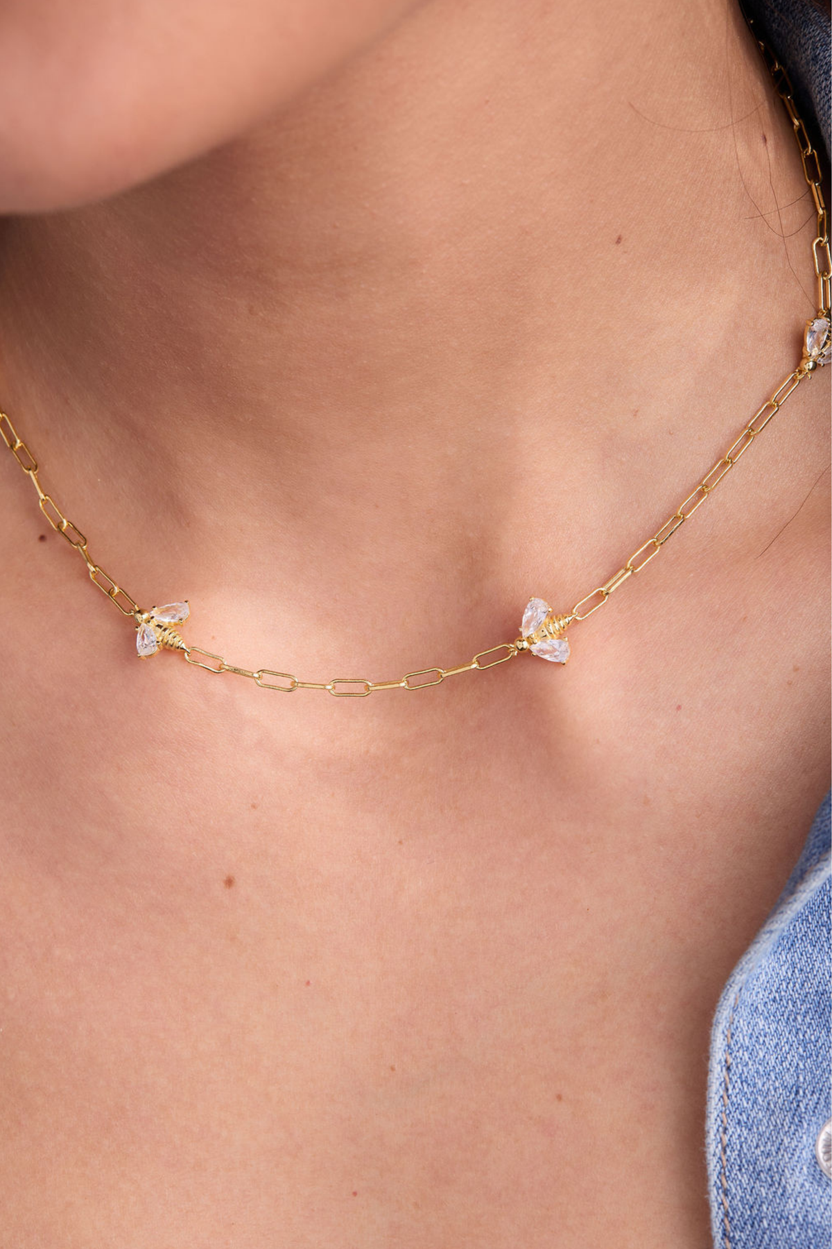 Bumblebee Paperclip Gold Necklace