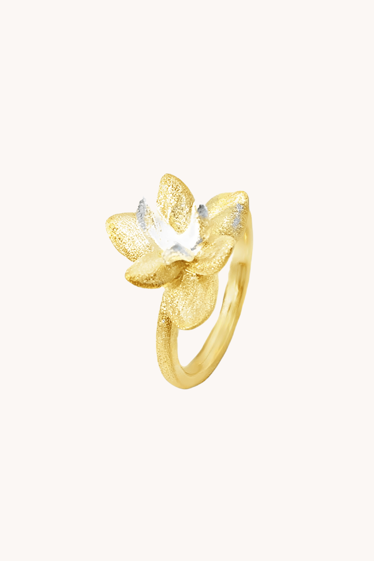 Lotus Blossom Gold Adjustable Ring