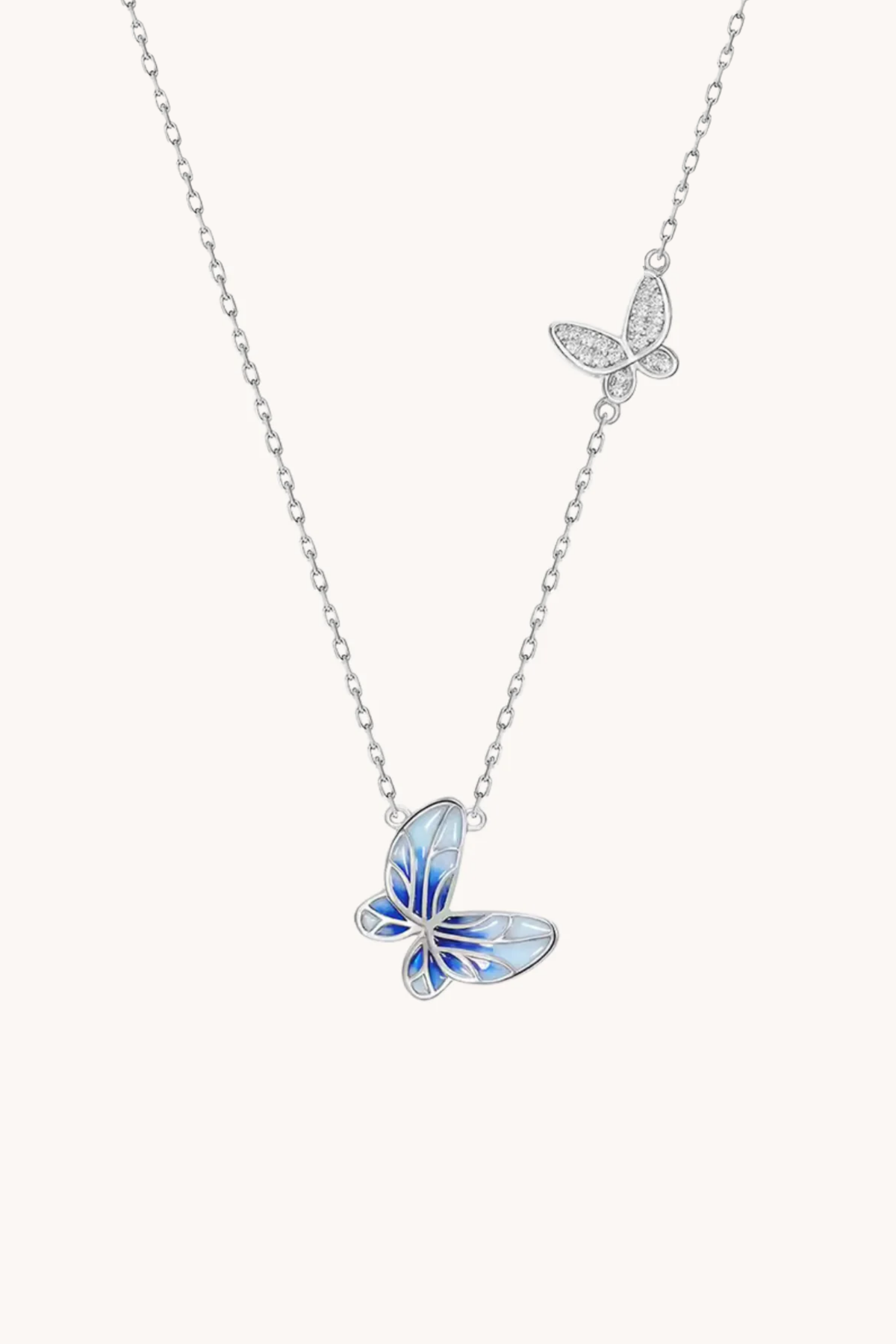 Jolly Violet Butterfly Silver Necklace