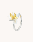 Lotus Blossom Silver Adjustable Ring