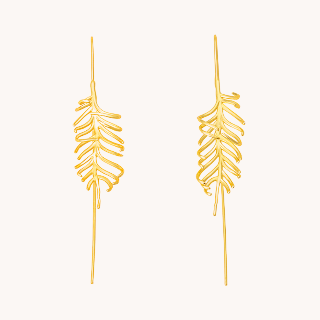 Fern Gold Drop Earrings