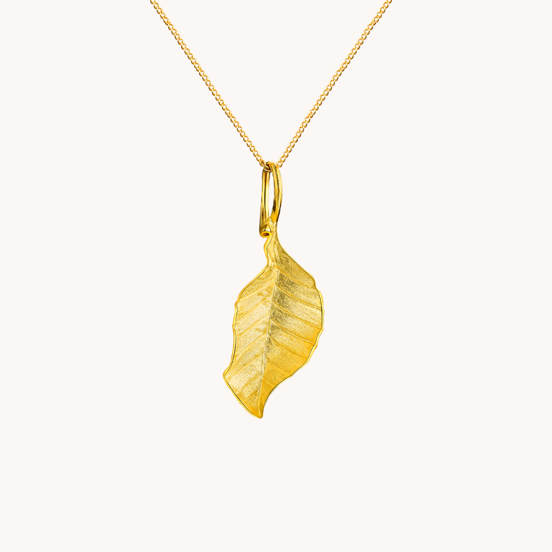 Rose Leaf Gold Pendant with Chain