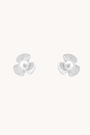 Broad leaf silver stud earrings