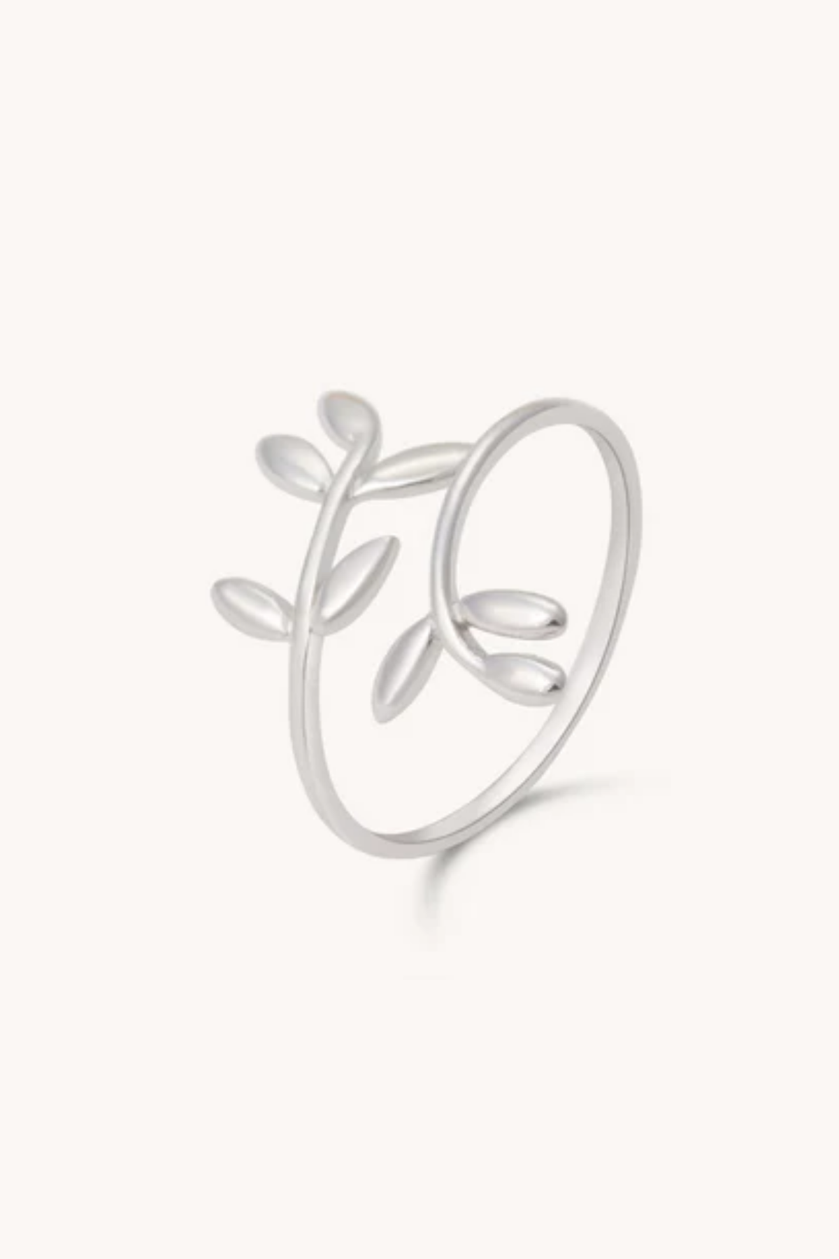 Olive Leaves Silver Adjustable Ring