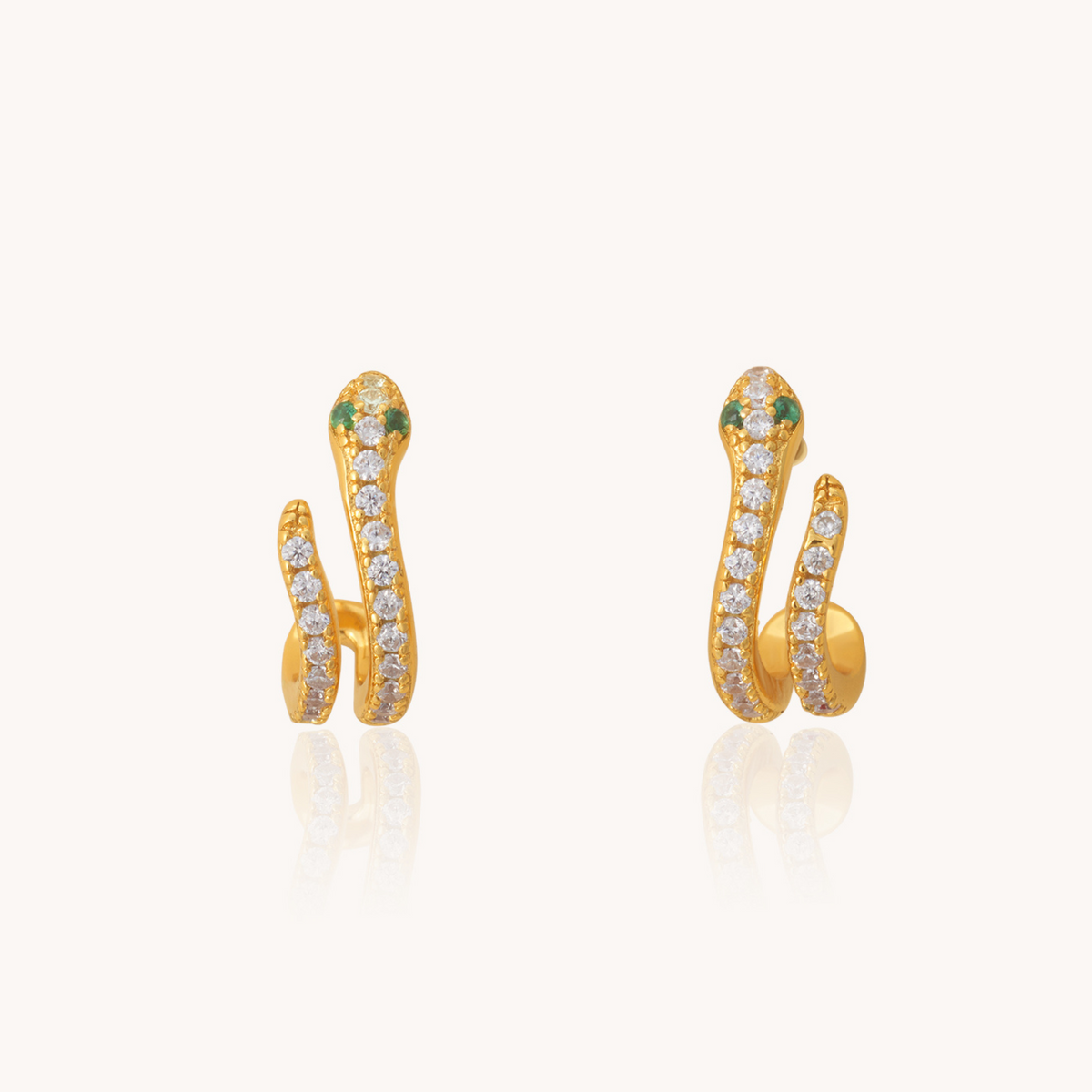 Double Snake Gold Stud Earrings