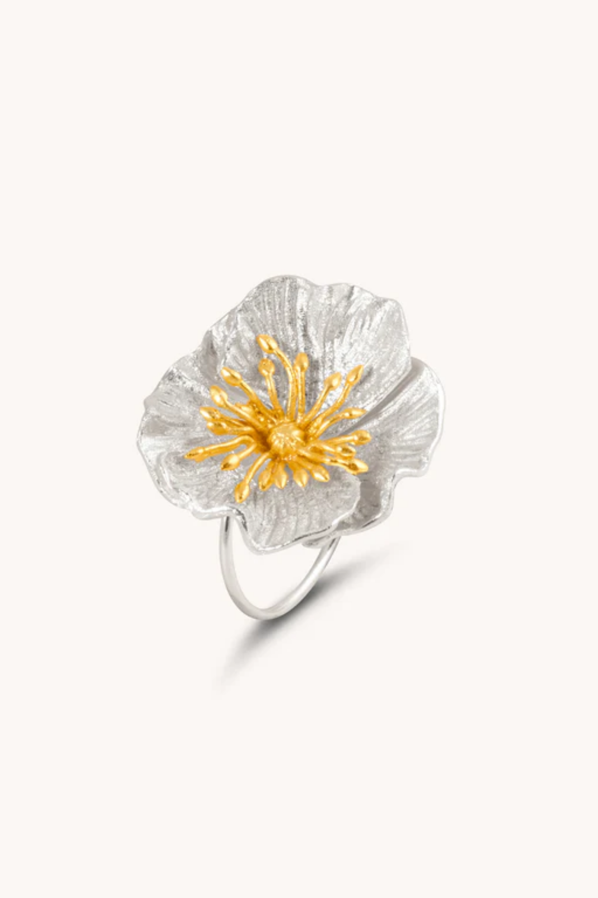 Poppy Silver Adjustable Ring