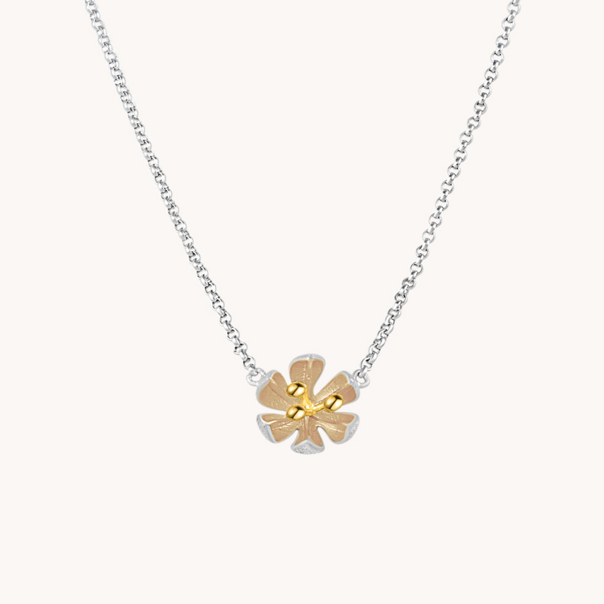 Blossom Flower Silver Necklace