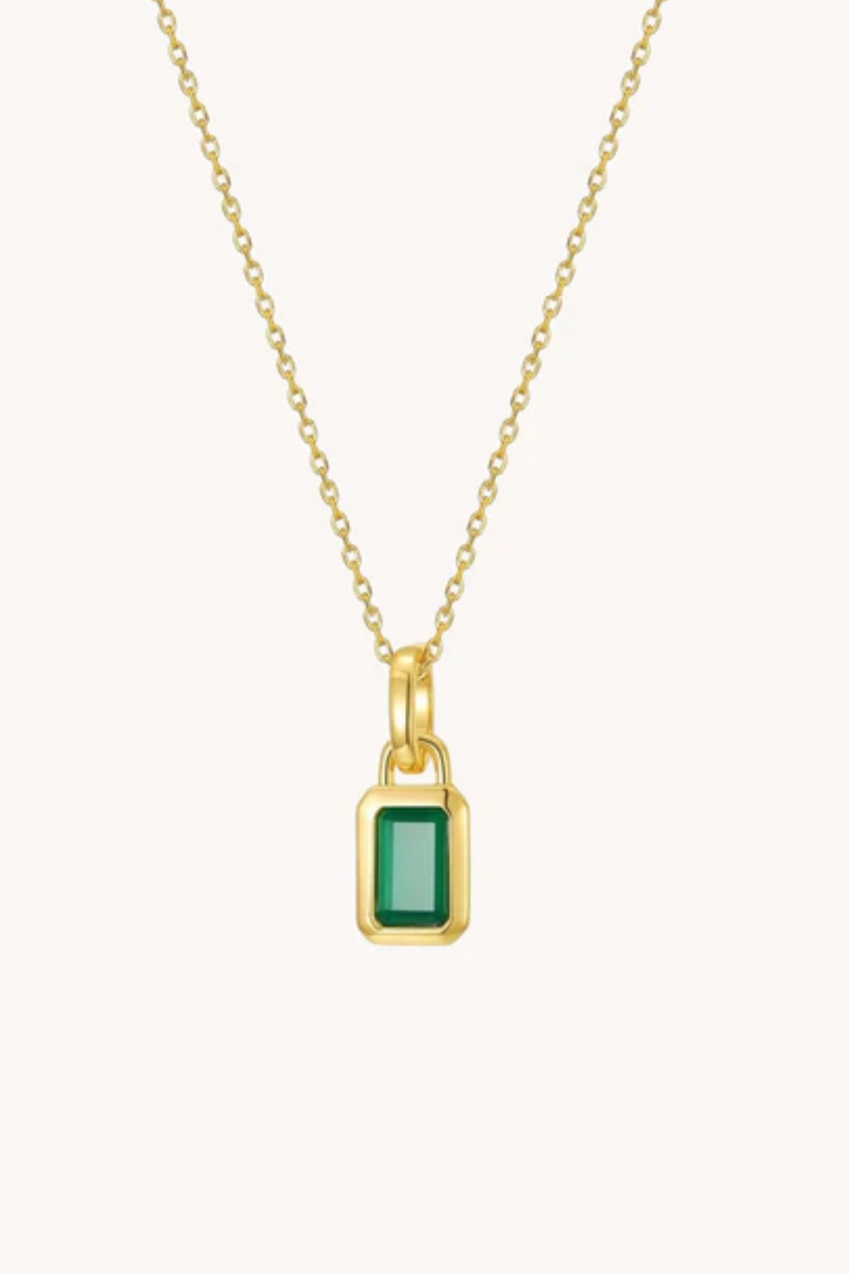 Green Agate Gold Pendant with chain