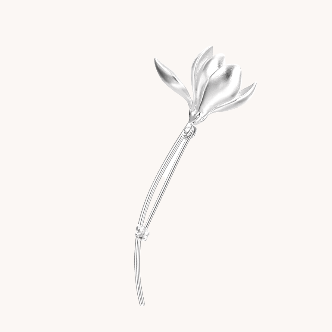 Daffodil Silver Brooch