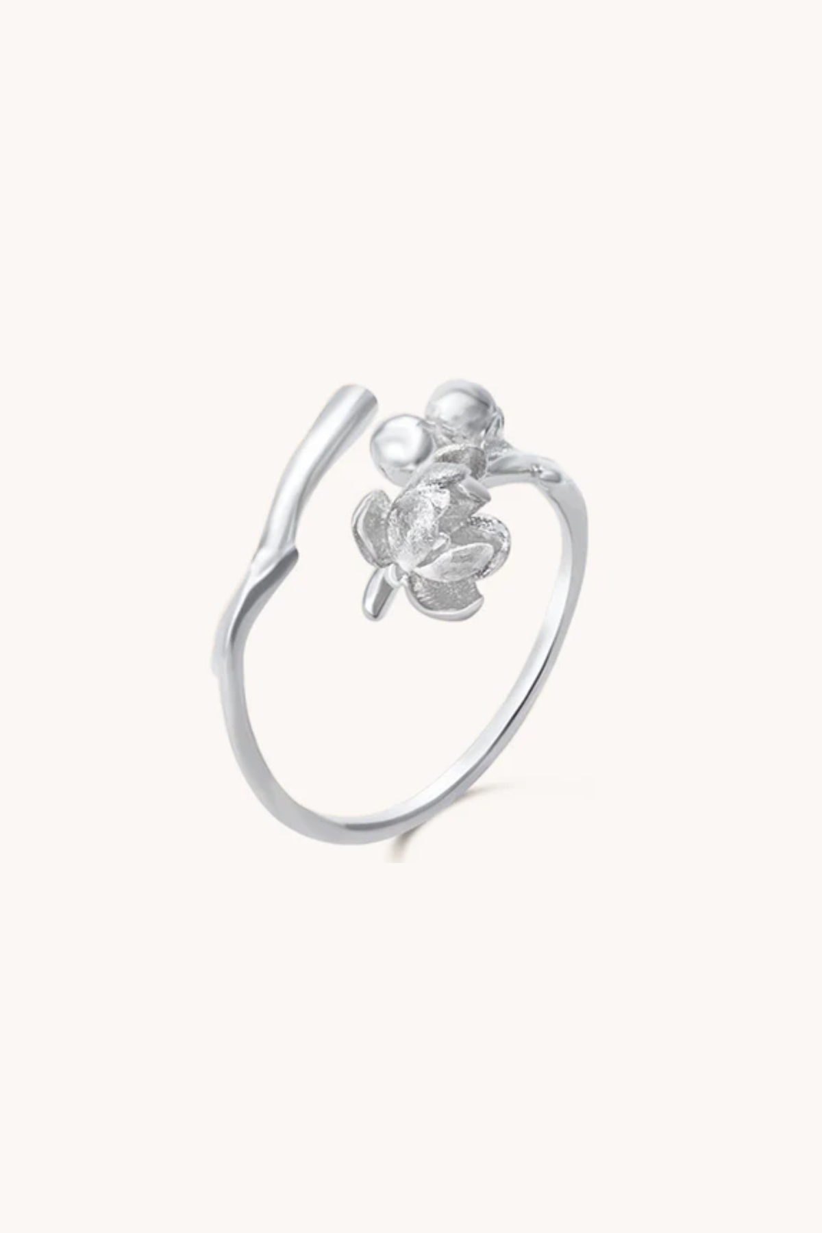 Rosebud Silver Adjustable Ring