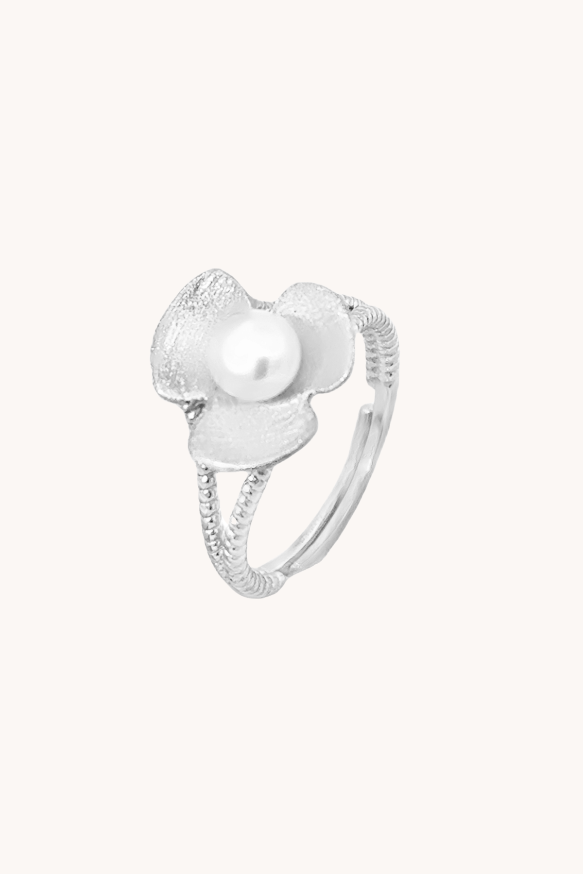Broad Leaf Silver Adjustable Ring
