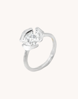 Rosebud silver adjustable ring