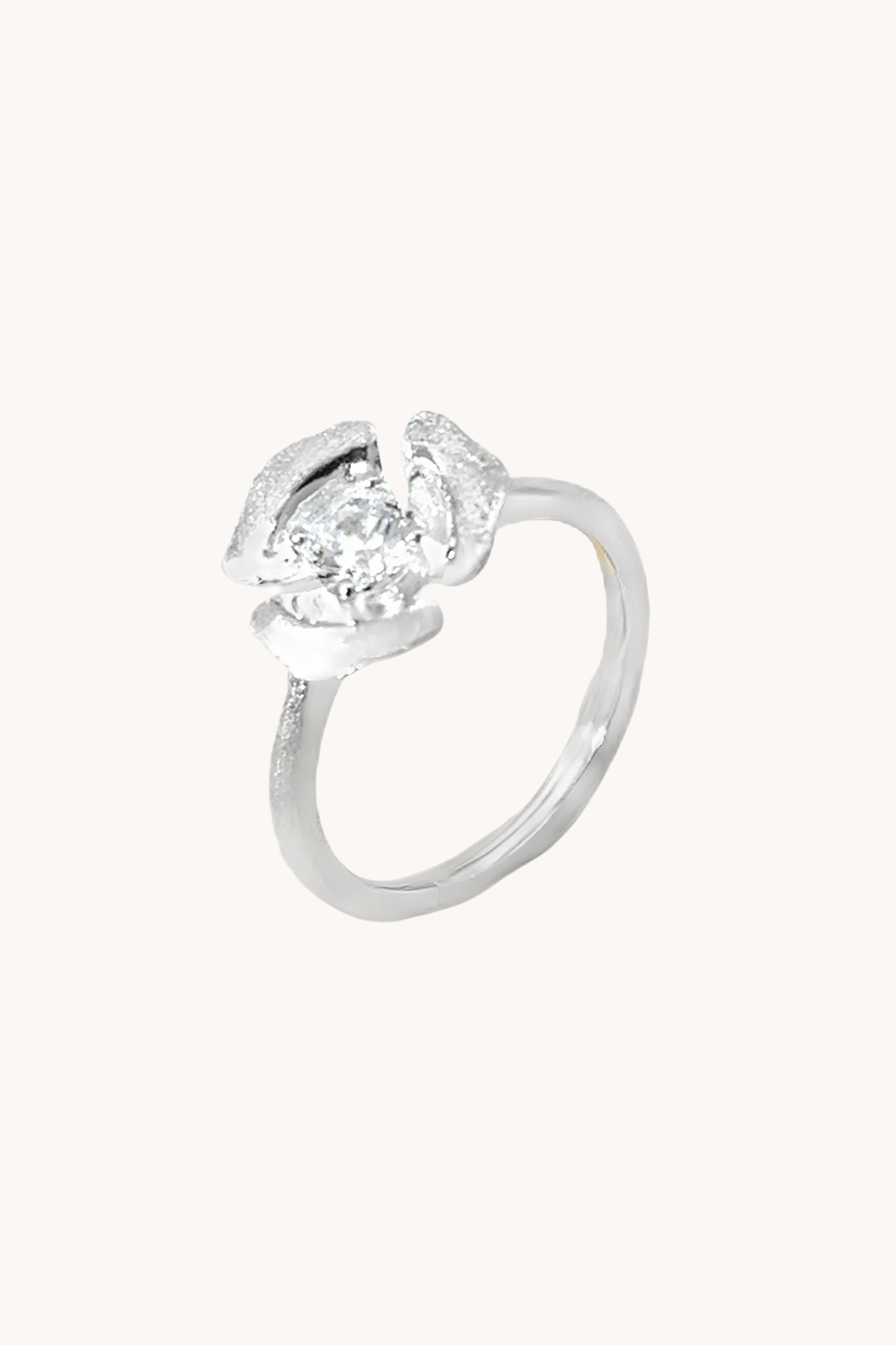 Rosebud silver adjustable ring
