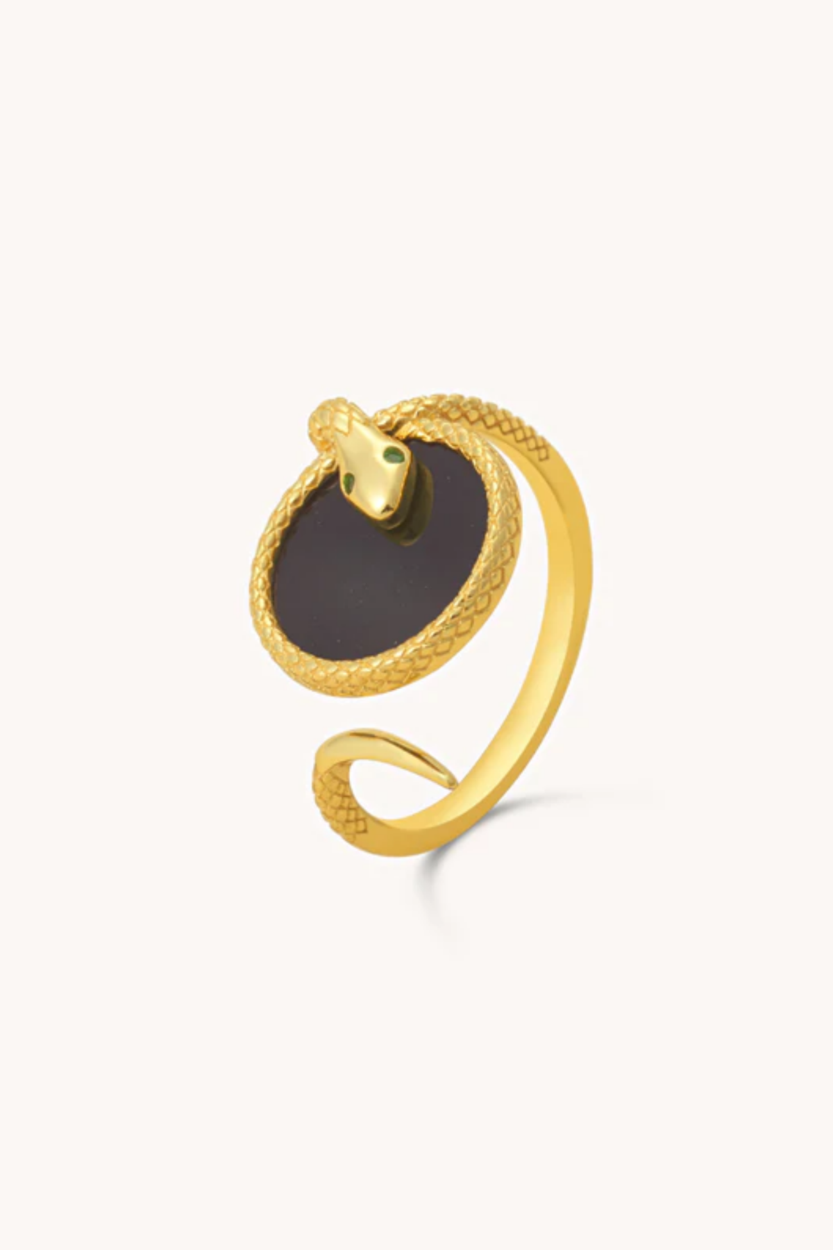 Snake Adjustable Black Ring