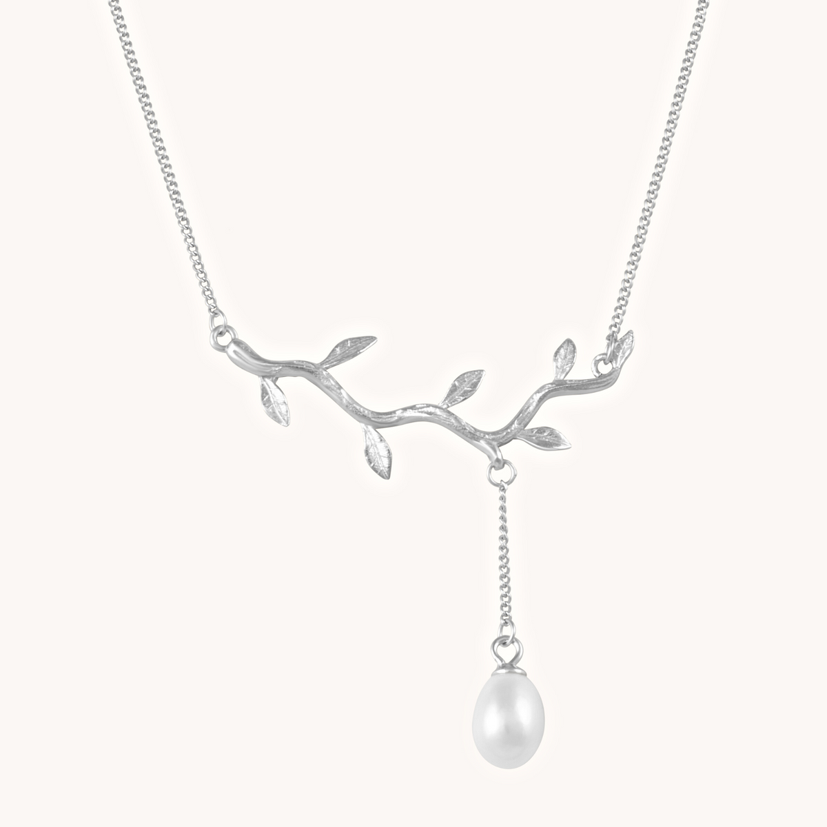 Pearl Leaves Silver Necklace