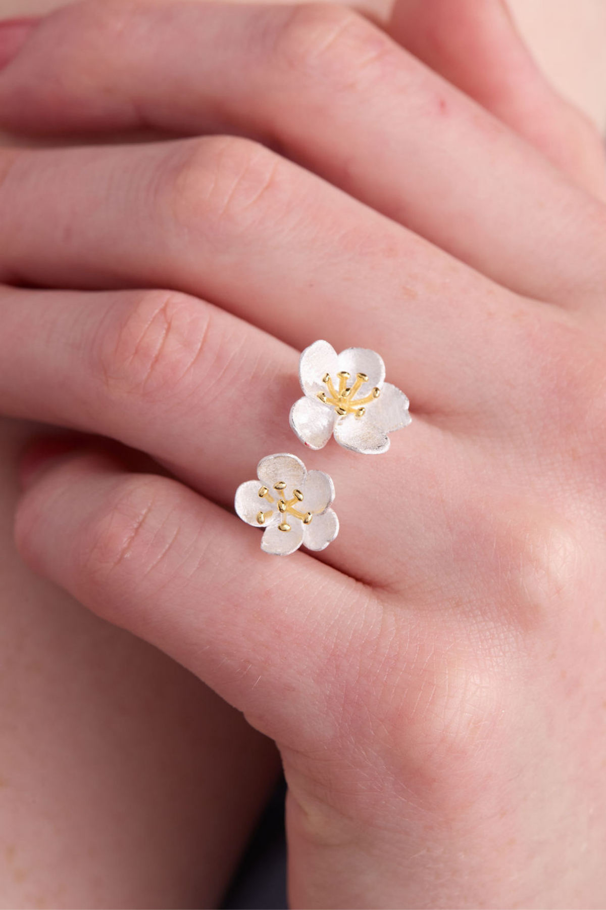 Sakura Bouquet Silver Adjustable Ring