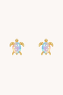 Turtle Opal Gold Stud Earrings