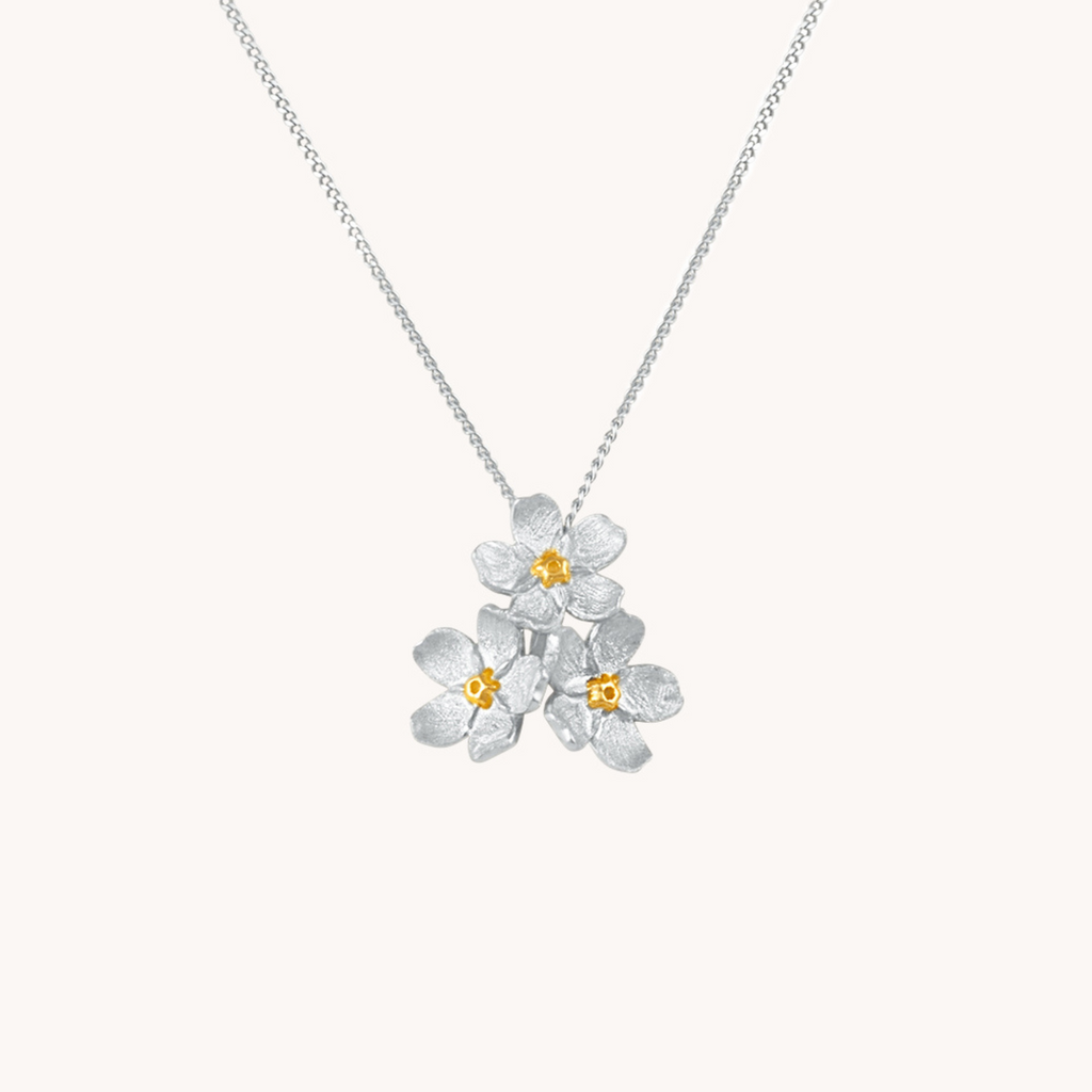 Cherry Blossom Cascade Gold Pendant With Chain - Gratinsta