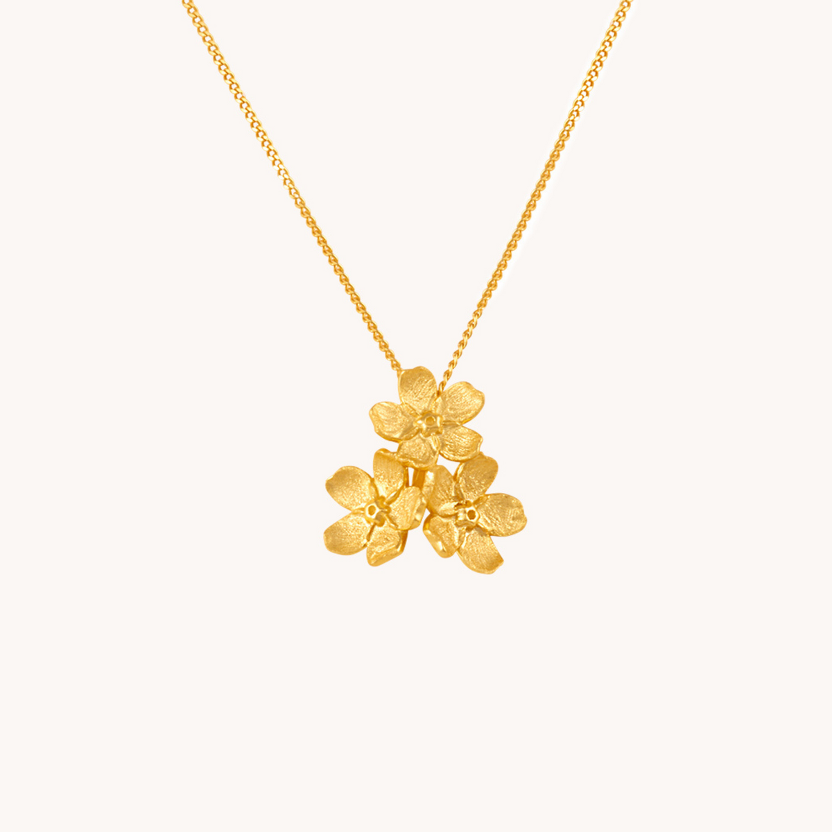 Cherry Blossom Bunch Gold Pendant With Chain