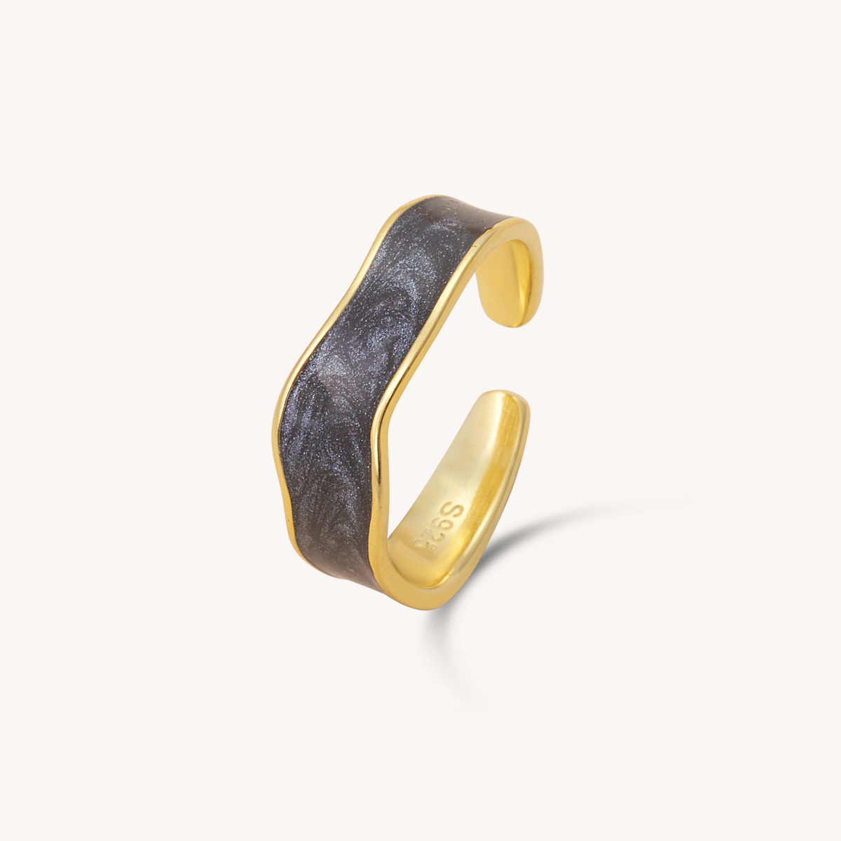 Black band Adjustable Ring