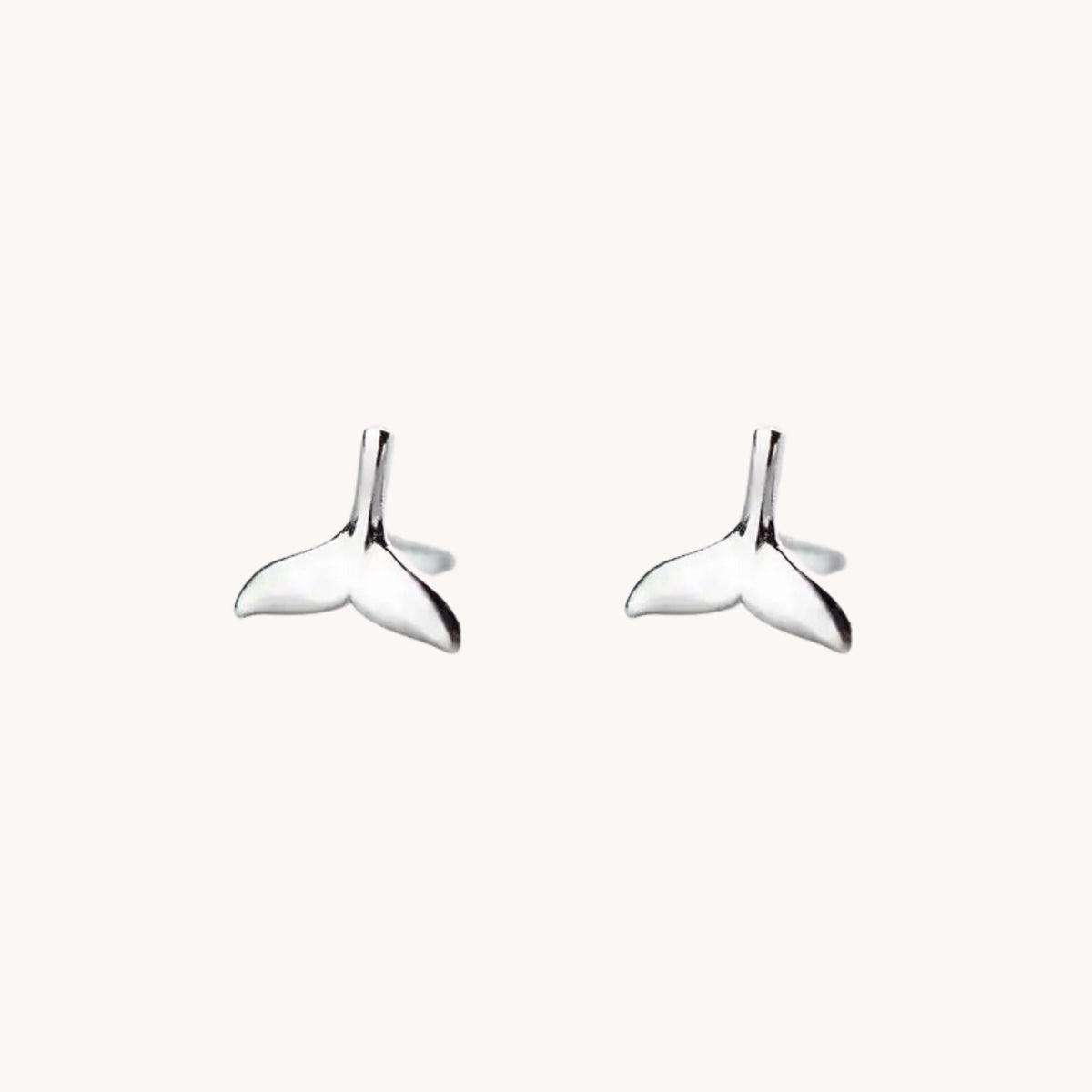 Whale Tail Silver Stud Earrings