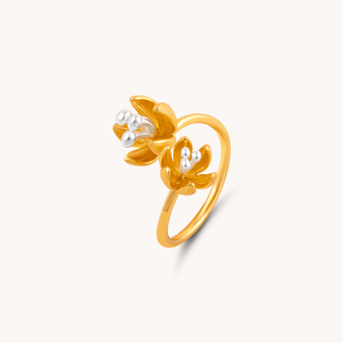 Blossoming Buds Gold Adjustable Ring