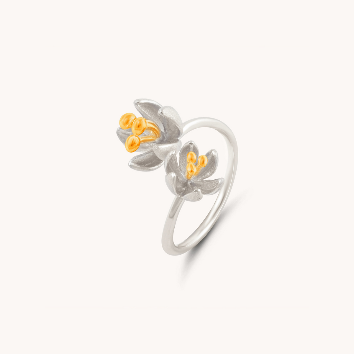 Blossoming Buds Silver Adjustable Ring