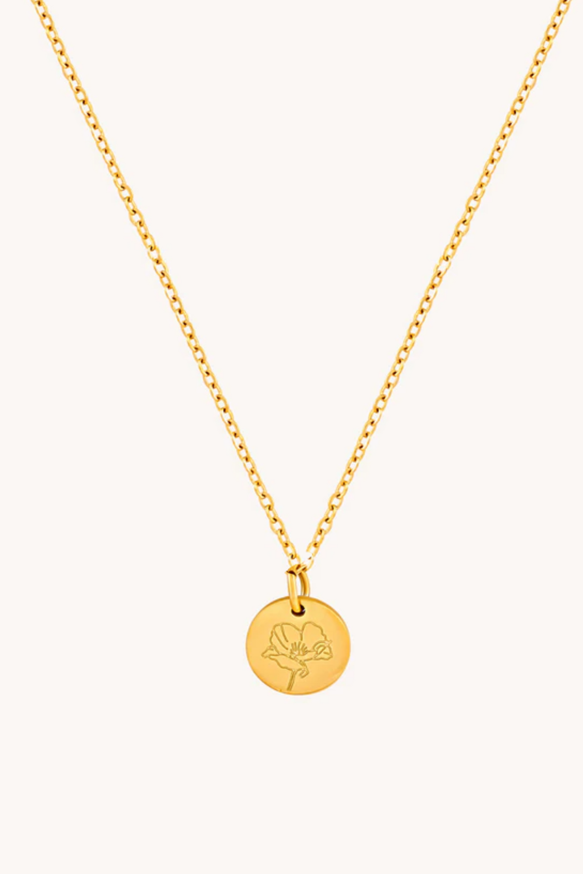 August Poppy Gold Birthflower Necklace