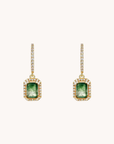 Green Moss Gold Drop Earrings
