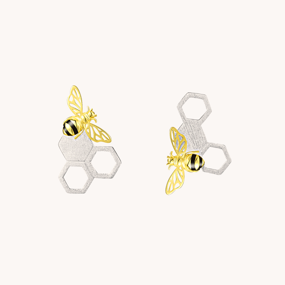 Honeycomb Silver Stud earrings