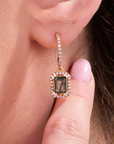 Green Moss Gold Drop Earrings