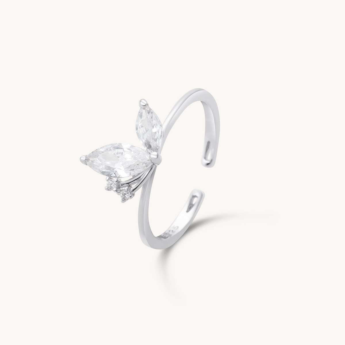 Butterfly Crown Silver Adjustable Ring