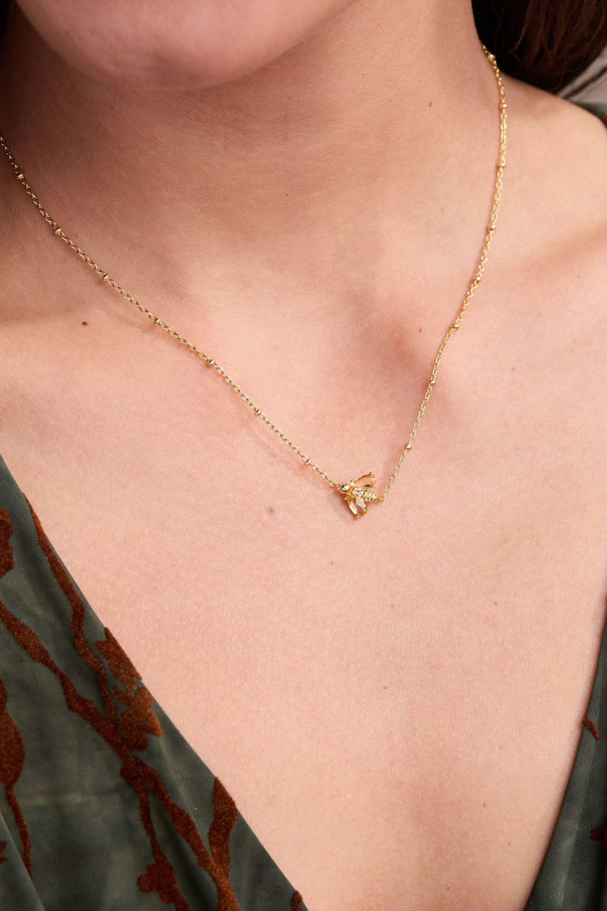 Bumblebee Citrine Gold Necklace