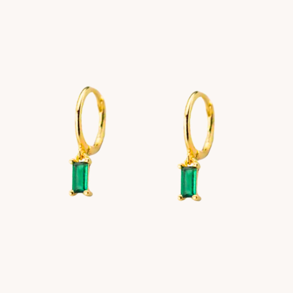 Green Amethyst Square Gold Stud Earrings