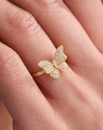 Dancing Butterfly Gold Adjustable Ring