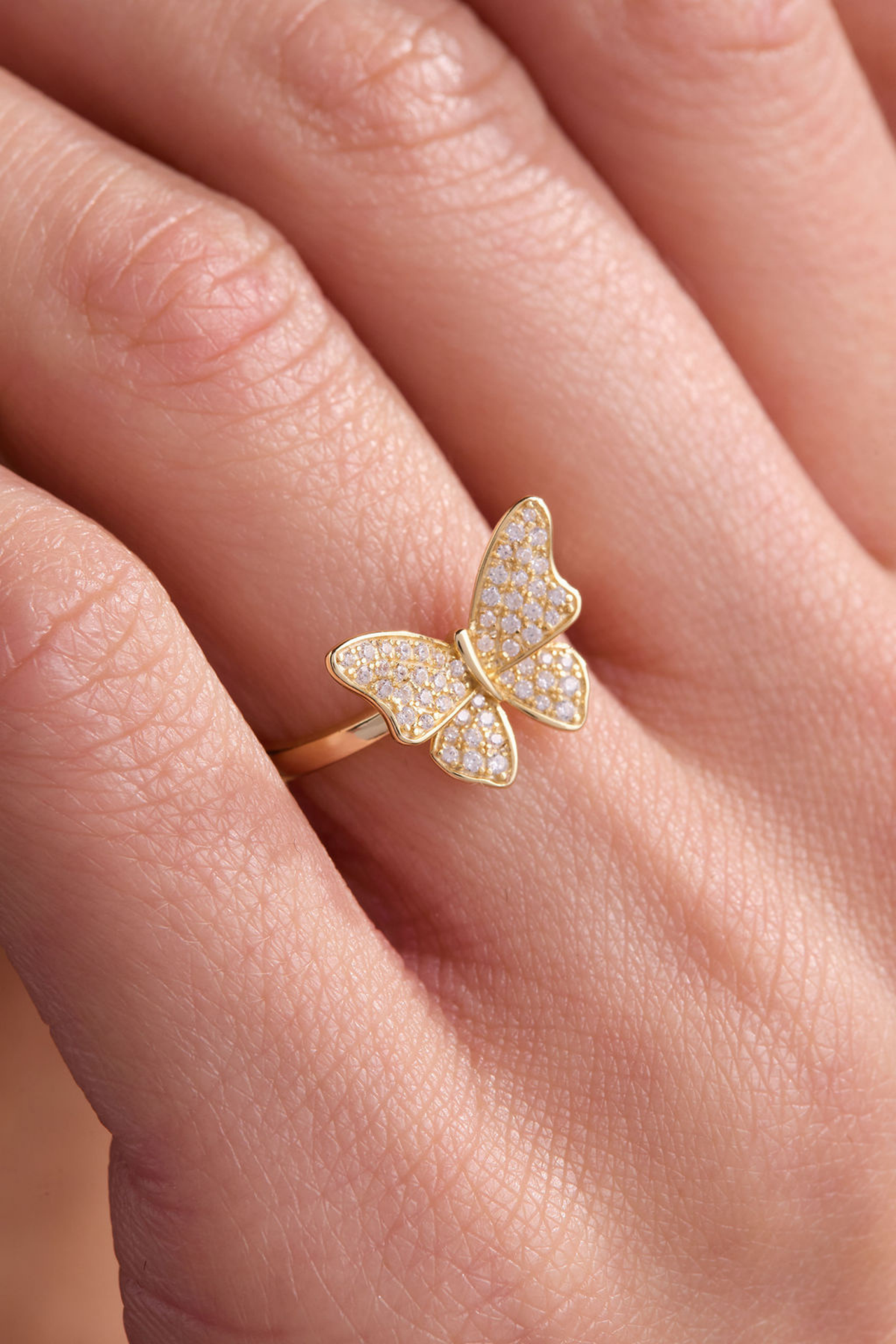 Dancing Butterfly Gold Adjustable Ring